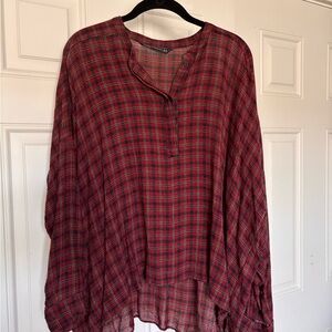 Zara Red Plaid Blouse